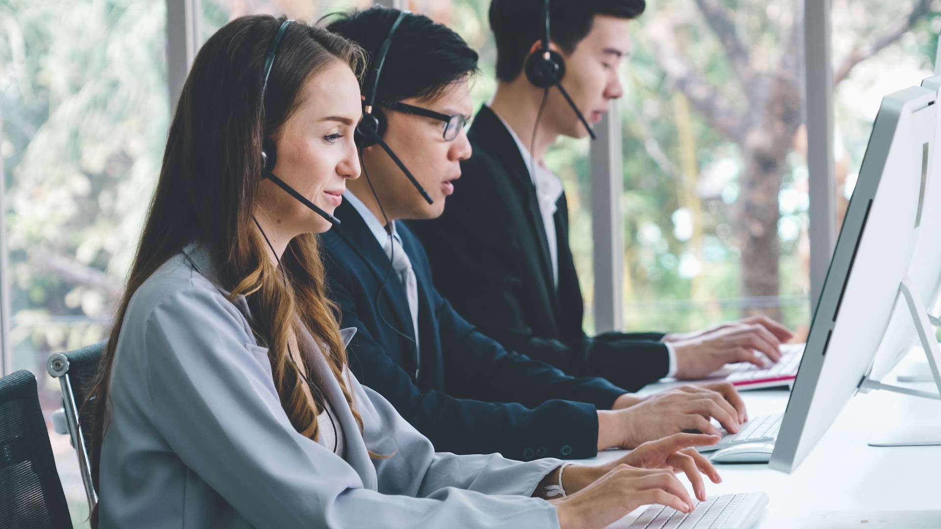 call center at work