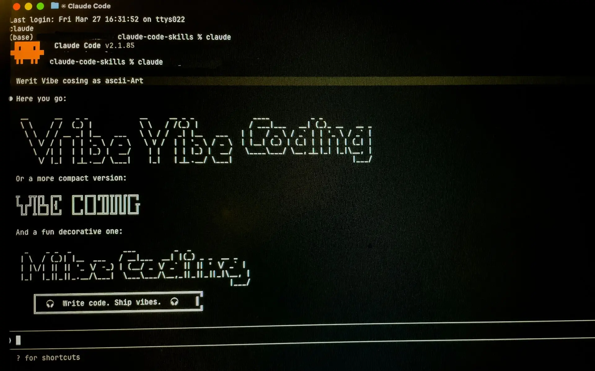 Dark screen showing "Vibe Coding